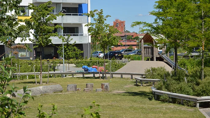 Bild av gården vid förskolan Sandslottet